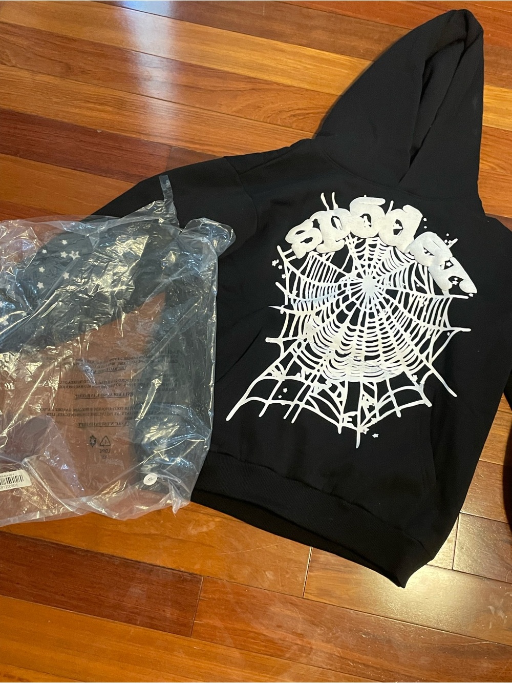 Sp5der Black Hoodie with White Spiderweb